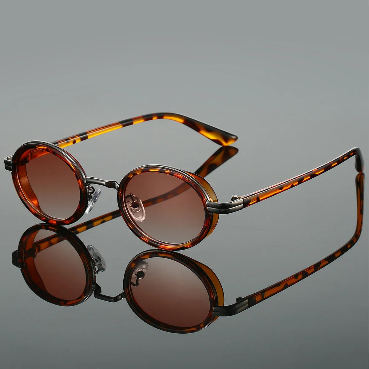 Sienna Solid Oval Sunglasses | Gradient Lenses Gold-Tone Accents Oval Sunglasses