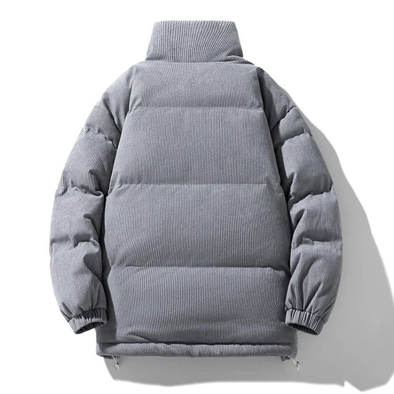 Arthur Corduroy Relaxed Fit Puffer Jacket | Stand Collar Padded Jacket