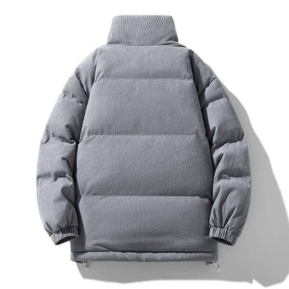 Arthur Corduroy Relaxed Fit Puffer Jacket | Stand Collar Padded Jacket