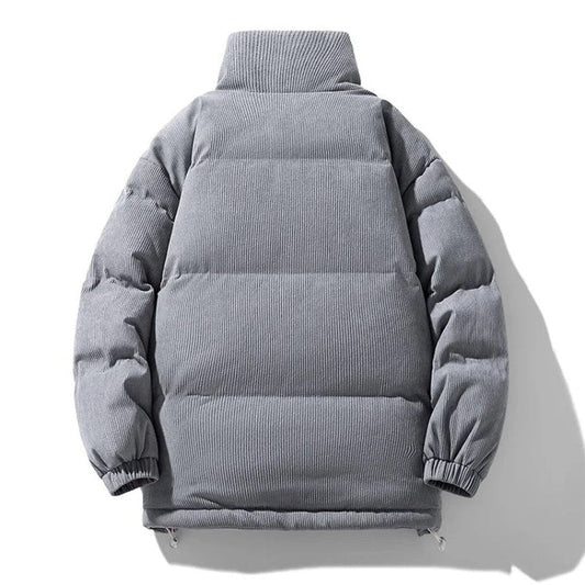 Arthur Corduroy Relaxed Fit Puffer Jacket | Stand Collar Padded Jacket