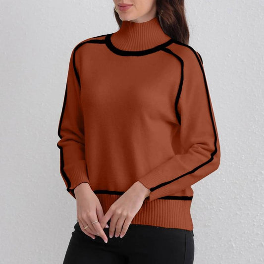 Isla Relaxed Fit Turtleneck Sweater | Ribbed Cuffs Hip-Length Sweater
