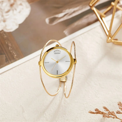 Isla Open Cuff Bangle Watch | Twisted Strap Round Dial Watch