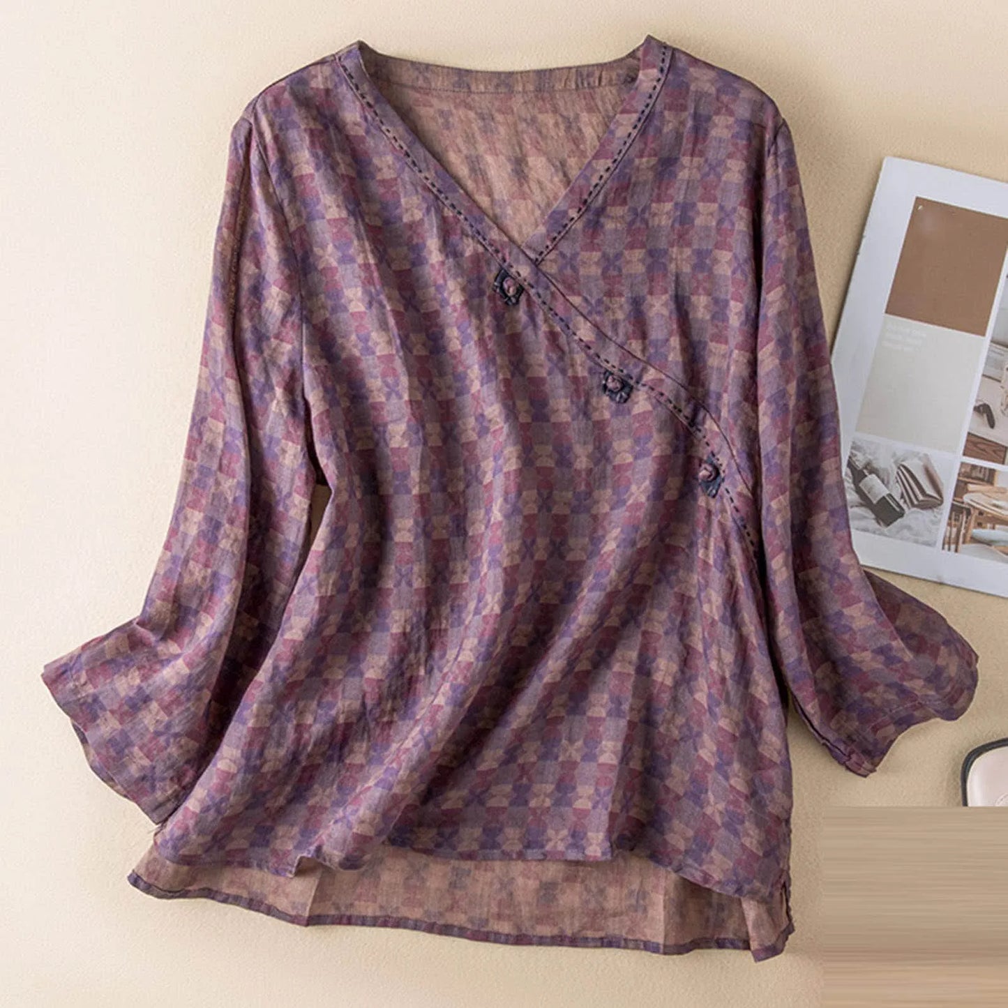 Isla Relaxed Fit Blouse | V-Neck Long Sleeve Blouse