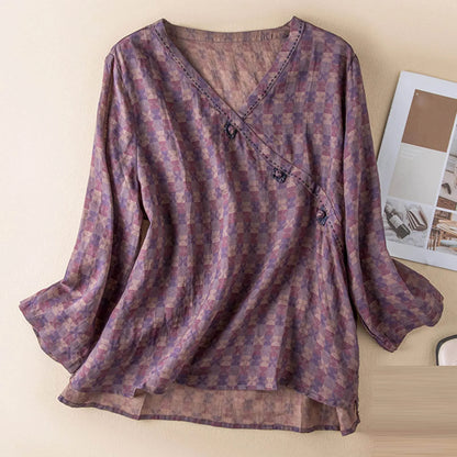 Isla Relaxed Fit Blouse | V-Neck Long Sleeve Blouse