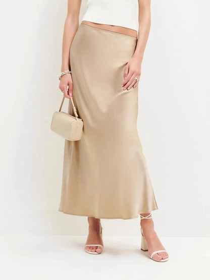 Isla Bias Cut Slip Midi Skirt | Solid Midi Skirt