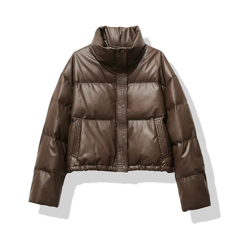 Isla Cropped Puffer Jacket | Quilted Button Front Jacket