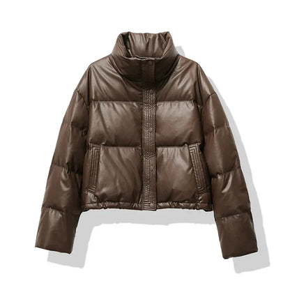 Isla Cropped Puffer Jacket | Quilted Button Front Jacket