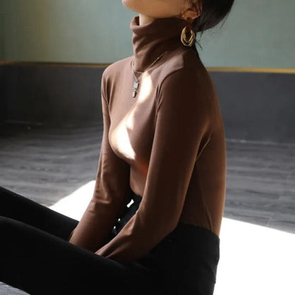 Amelia Slim Fit Turtleneck Top | Long Sleeve Solid Turtleneck Top