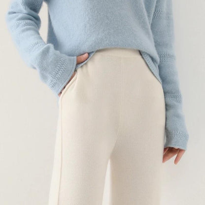 Anna Relaxed Wide-Leg Pants | Solid Full-Length Knit Pants