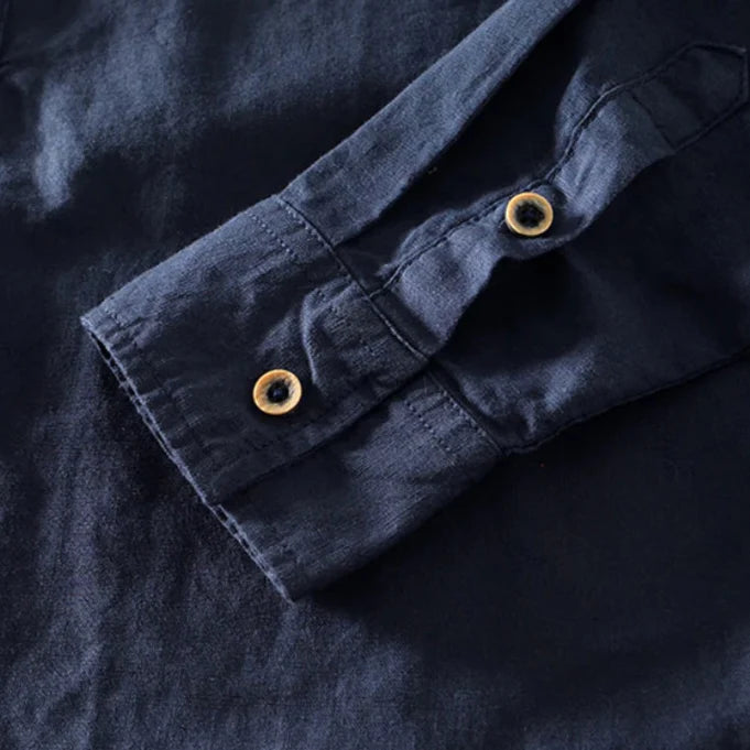 Joshua Relaxed Fit Henley Shirt | Band Collar Long Sleeve Shirt
