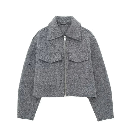 Amelia Cropped Jacket | Collared Relaxed Fit Jacket