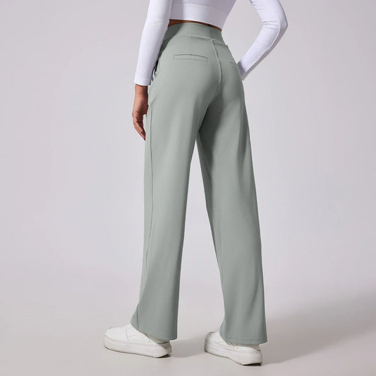 Sienna Wide Leg Slacks | Pleated High Waist Pockets Slacks