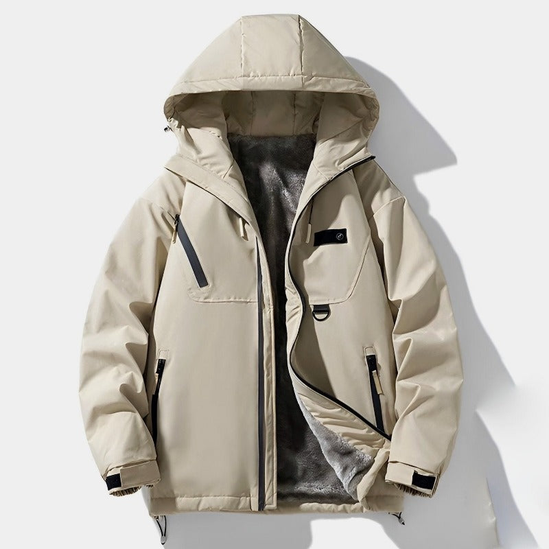 Theodore Relaxed Fit Hooded Jacket | Collared Hip-Length Jacket