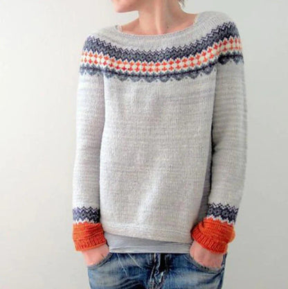 Isla Wool Knit Sweater | Fair Isle Boat Neck Sweater