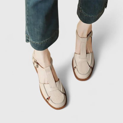 Amelia Block Heel Mary Jane Sandals | T-Strap Buckle Mary Jane Sandals