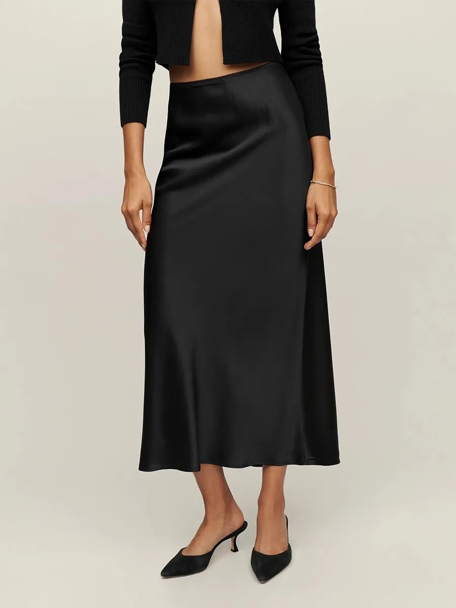 Isla Bias Cut Slip Midi Skirt | Solid Midi Skirt