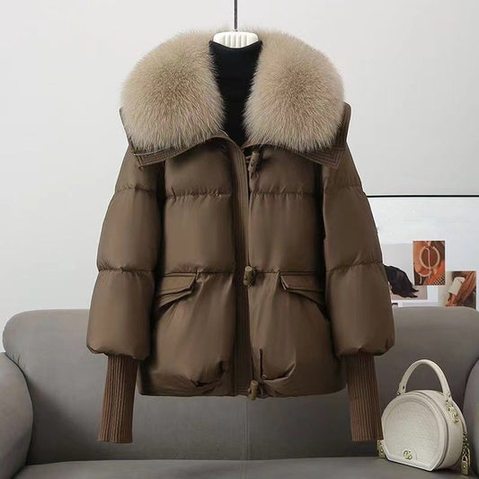Isla Quilted Relaxed Fit Puffer Jacket | Fur Collar Drawstring Waist Jacket