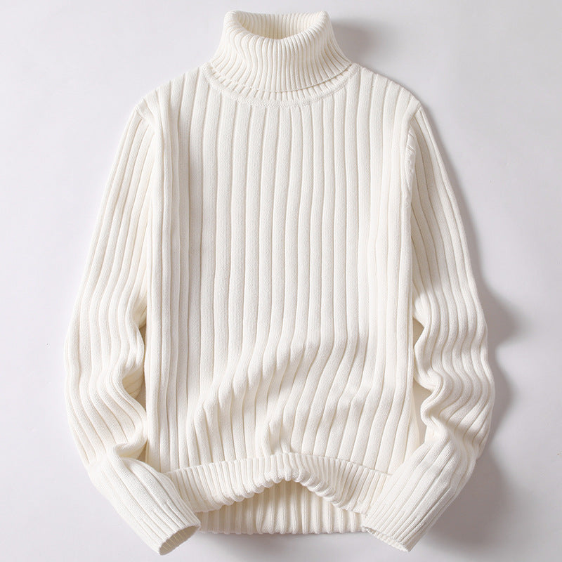 Theodore Ribbed Hip-Length Turtleneck Sweater | Solid Regular Fit Sweater