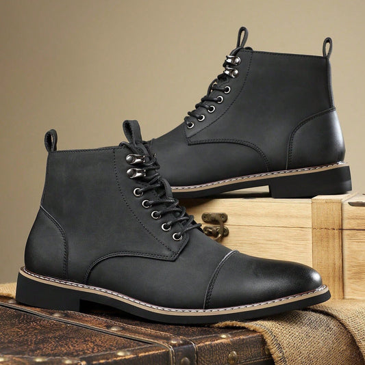Arthur Cap-Toe Ankle Boots | Lace-Up Solid Regular Fit Boots