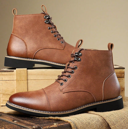 Arthur Cap-Toe Ankle Boots | Lace-Up Solid Regular Fit Boots