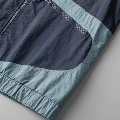 Oscar Relaxed Fit Windbreaker Jacket | Hooded Neck Color Block Hip-Length Windbreaker Jacket
