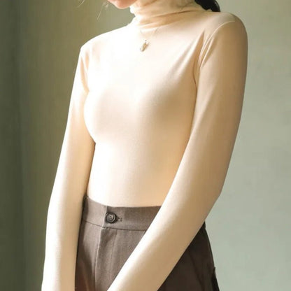 Amelia Slim Fit Turtleneck Top | Long Sleeve Solid Turtleneck Top