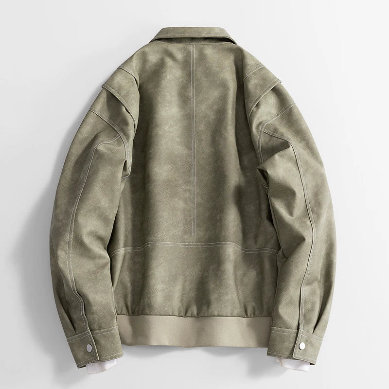 Oscar Relaxed Fit Leather Jacket | Collared Hip-Length Jacket