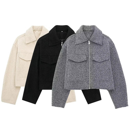Amelia Cropped Jacket | Collared Relaxed Fit Jacket