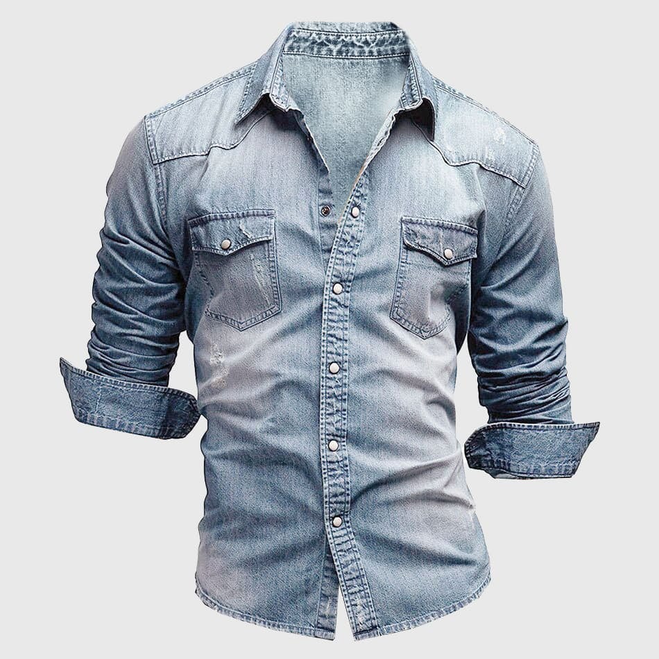 Samuel Denim Shirt | Distressed Button-Front Shirt