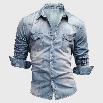 Samuel Denim Shirt | Distressed Button-Front Shirt