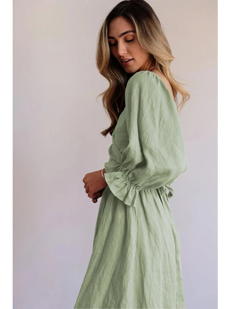 Saskia Elegant Boho Midi Dress | Versatile & Flowy Design