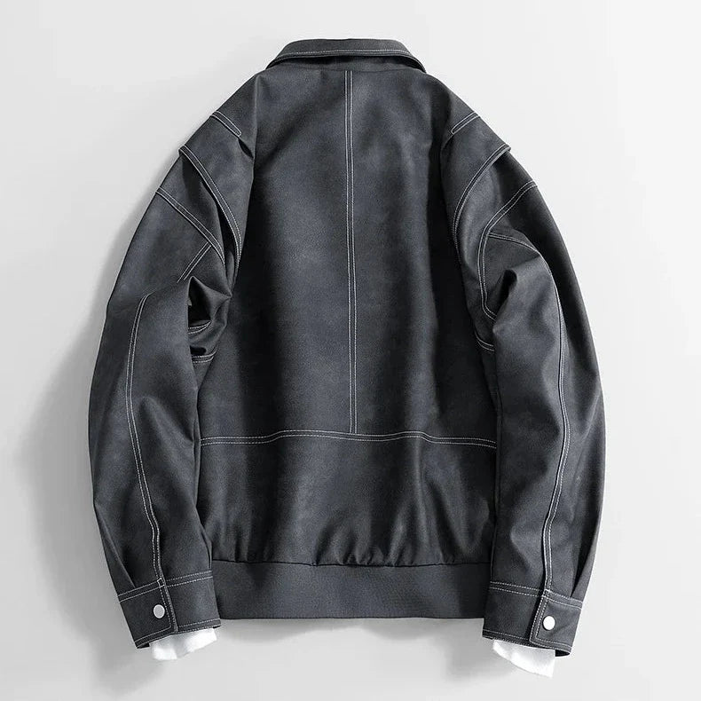 Oscar Relaxed Fit Leather Jacket | Collared Hip-Length Jacket