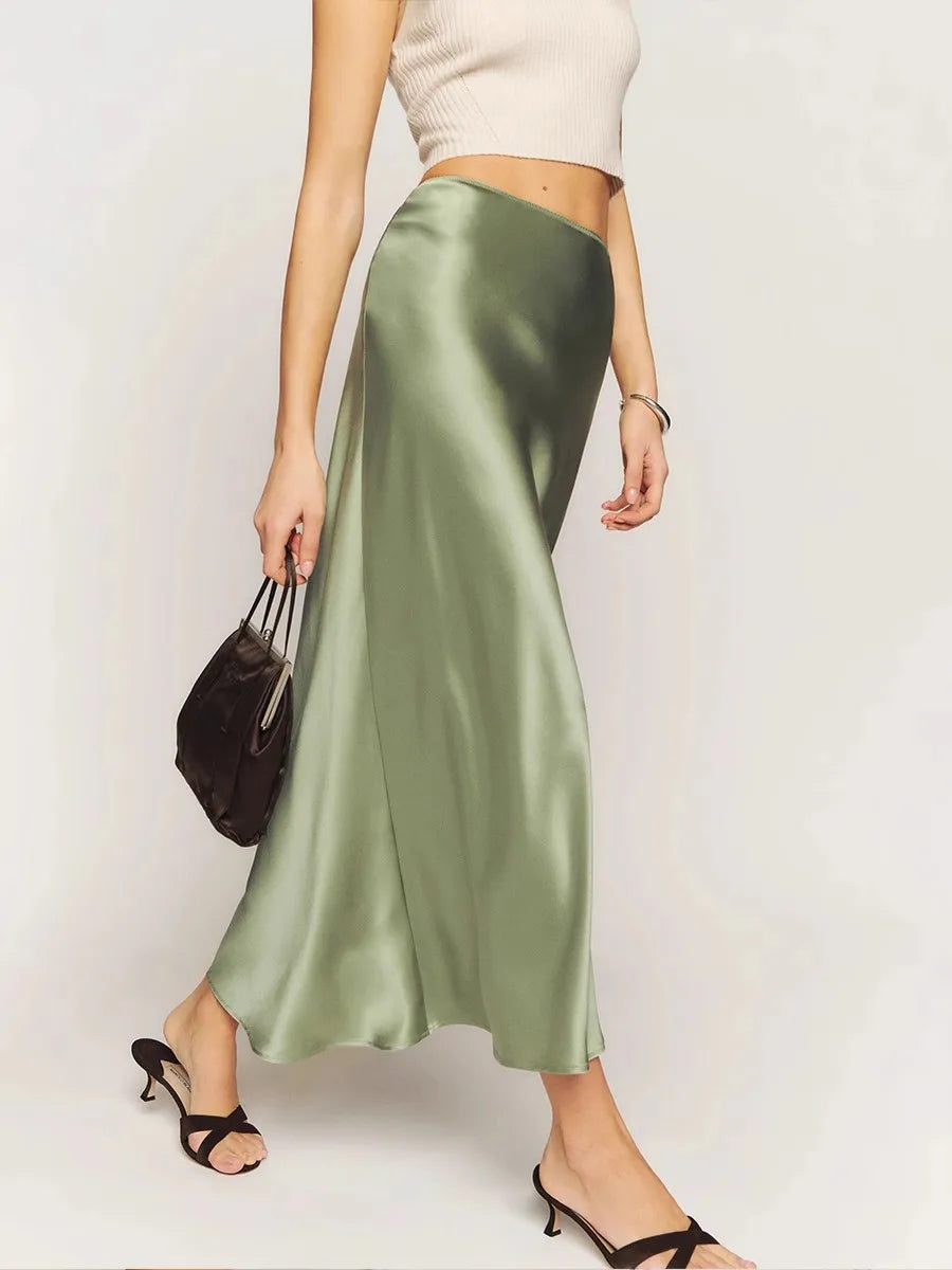 Isla Bias Cut Slip Midi Skirt | Solid Midi Skirt