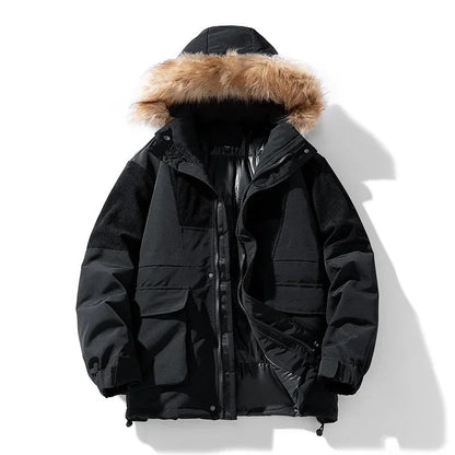 Arthur Hooded Relaxed Fit Parka Jacket | Fur Trim Ribbed Details Parka Jacket