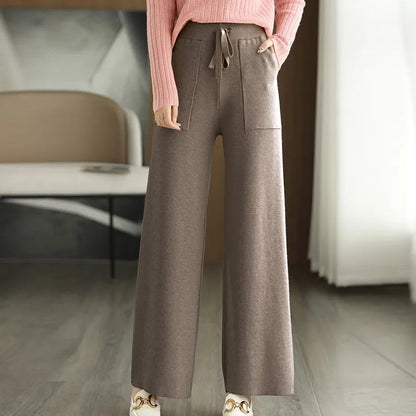 Isla Wide Leg Pants | Drawstring Waist Patch Pockets Pants