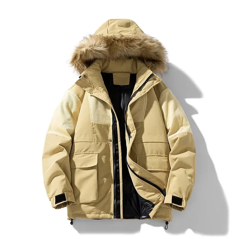 Arthur Hooded Relaxed Fit Parka Jacket | Fur Trim Ribbed Details Parka Jacket