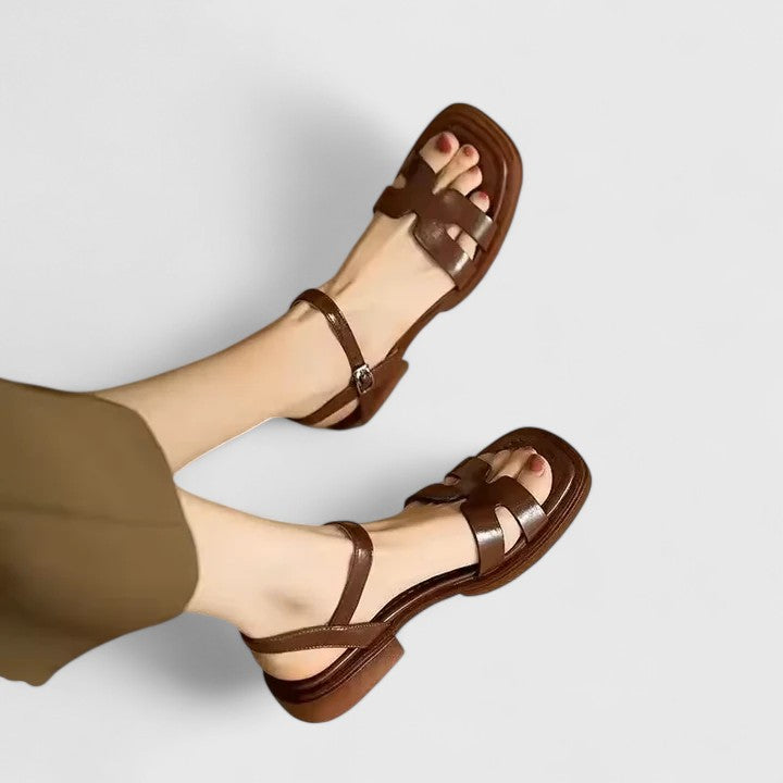 Isla Ankle-Strap Flat Sandals | H-Strap Buckle Flat Sandals