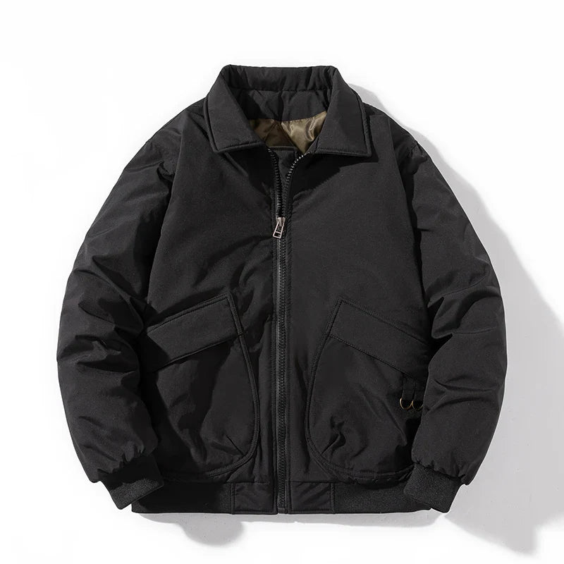 Arthur Relaxed Fit Bomber Jacket | Ribbed Trim Patch Pockets Bomber Jacket