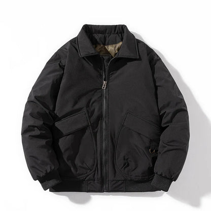 Arthur Relaxed Fit Bomber Jacket | Ribbed Trim Patch Pockets Bomber Jacket