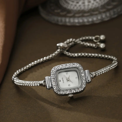 Amelia Crystal Embellished Square Face Wristwatch | Bracelet Style Wristwatch