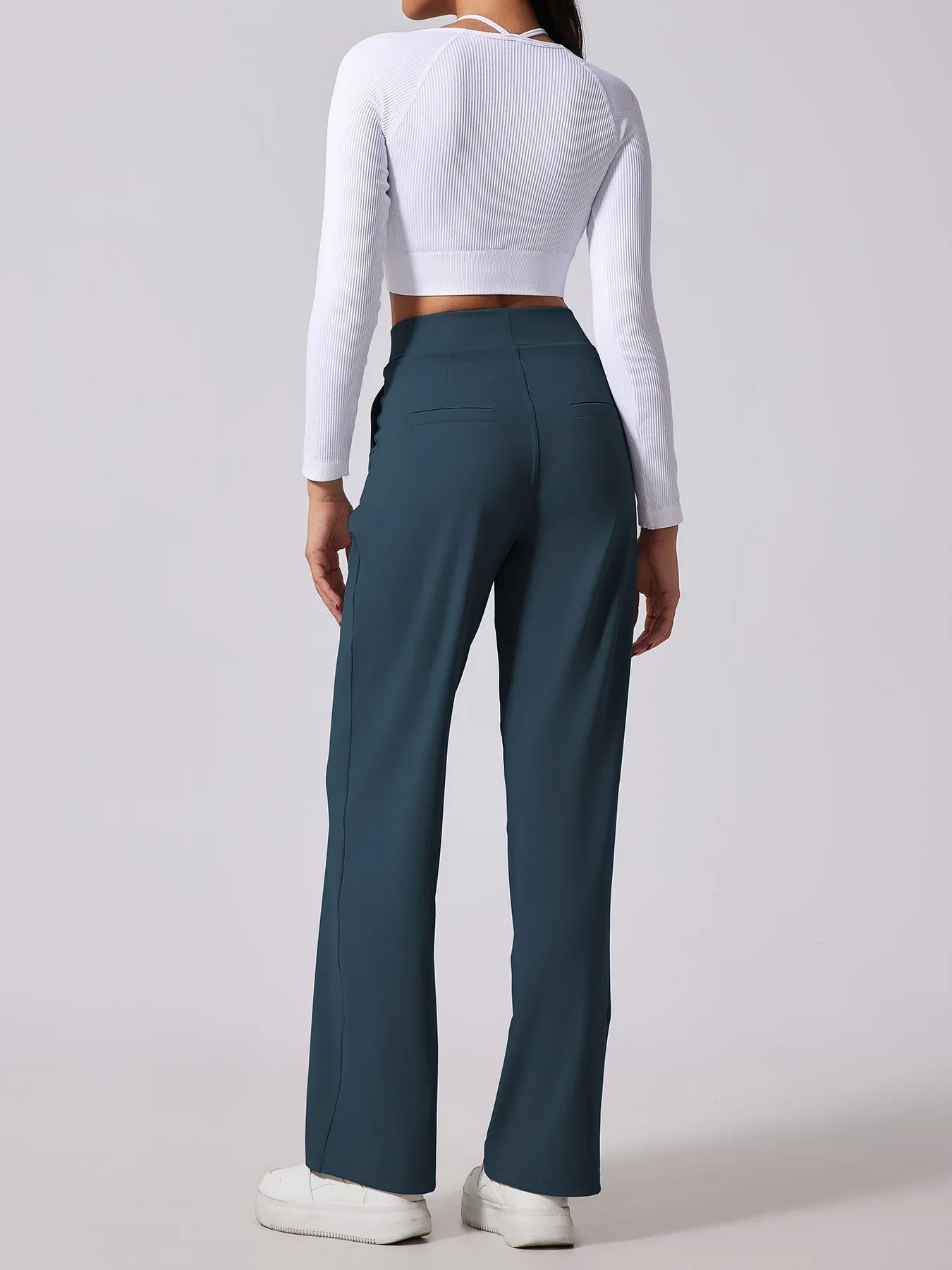 Sienna Wide Leg Slacks | Pleated High Waist Pockets Slacks