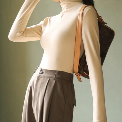 Amelia Slim Fit Turtleneck Top | Long Sleeve Solid Turtleneck Top