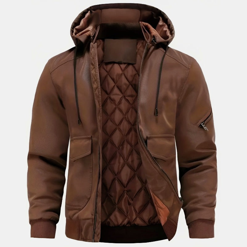Arthur Hooded Bomber Jacket | Quilted Lining Drawstring Jacket