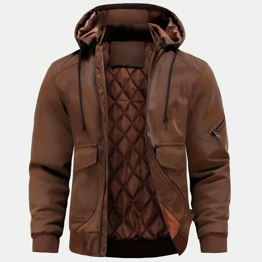 Arthur Hooded Bomber Jacket | Quilted Lining Drawstring Jacket