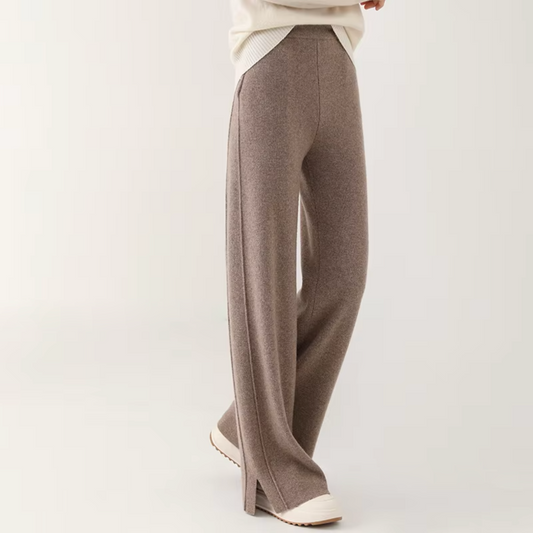 Anna Relaxed Wide-Leg Pants | Solid Full-Length Knit Pants