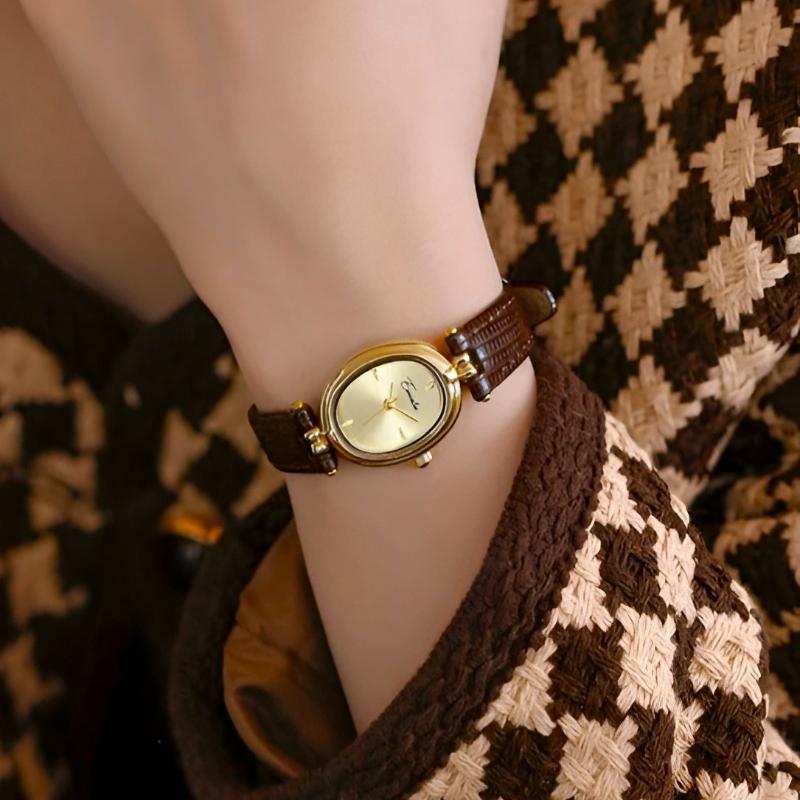 Isla Slim Strap Wristwatch | Oval Dial Embossed Wristwatch