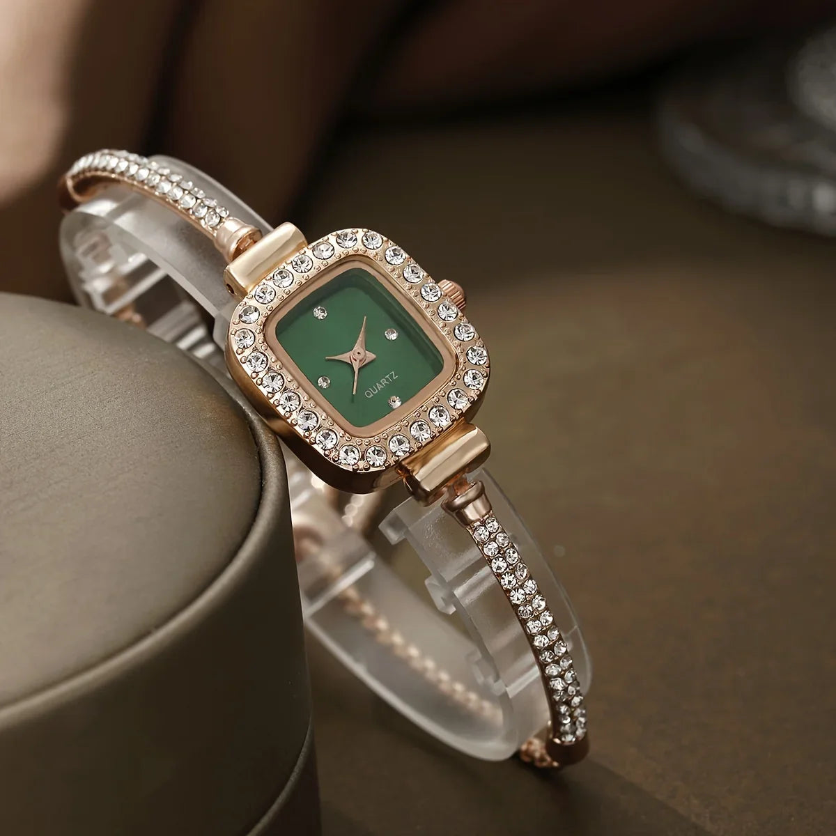 Amelia Crystal Embellished Square Face Wristwatch | Bracelet Style Wristwatch