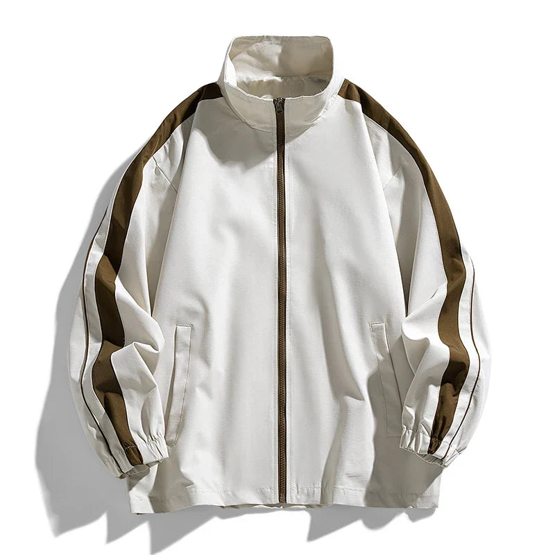 James Relaxed Fit Track Jacket | Striped Stand Collar Casual Track Jacket