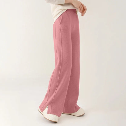 Anna Relaxed Wide-Leg Pants | Solid Full-Length Knit Pants