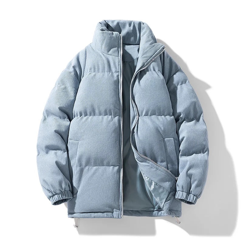 Arthur Corduroy Relaxed Fit Puffer Jacket | Stand Collar Padded Jacket